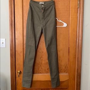 High waisted green jeans